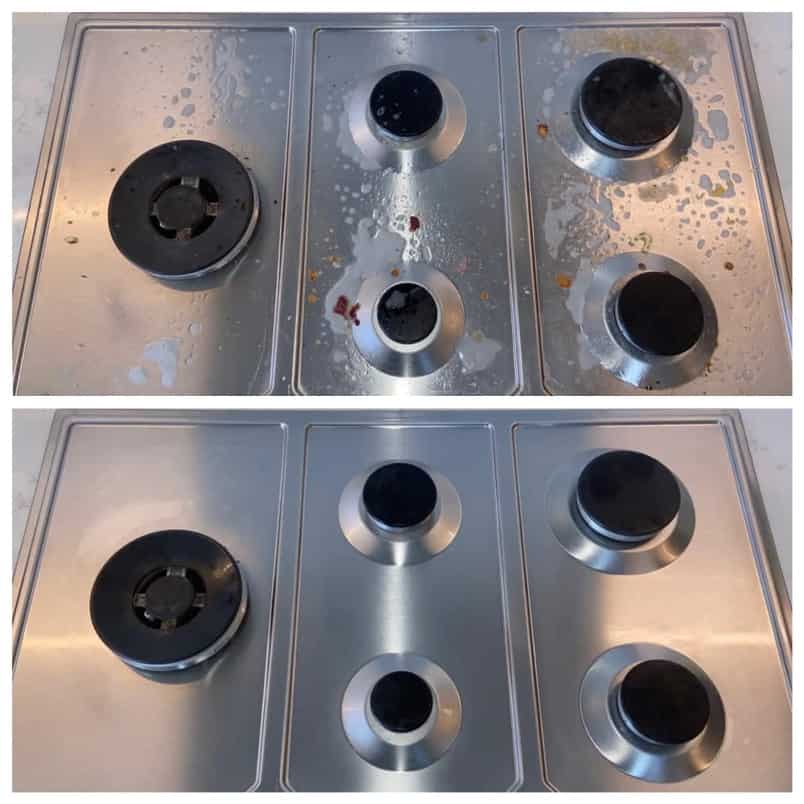 Stovetop cleaning before and after